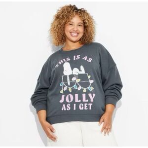 NWT Grayson Threads Women’s Peanuts Sweater 1X Gray Jolly Snoopy Christmas